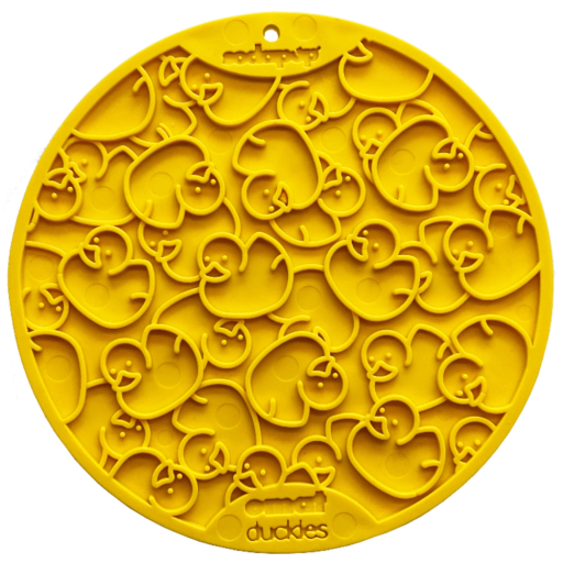 SodaPup Duckies Design eMat Enrichment Lick Mat With Suction Cups Yellow Duckies E-Mat
