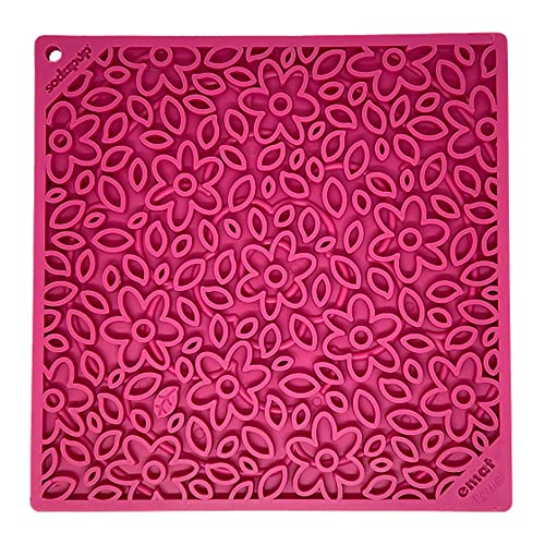 SodaPup Flower Power Design eMat Enrichment Lick Mat Pink Large